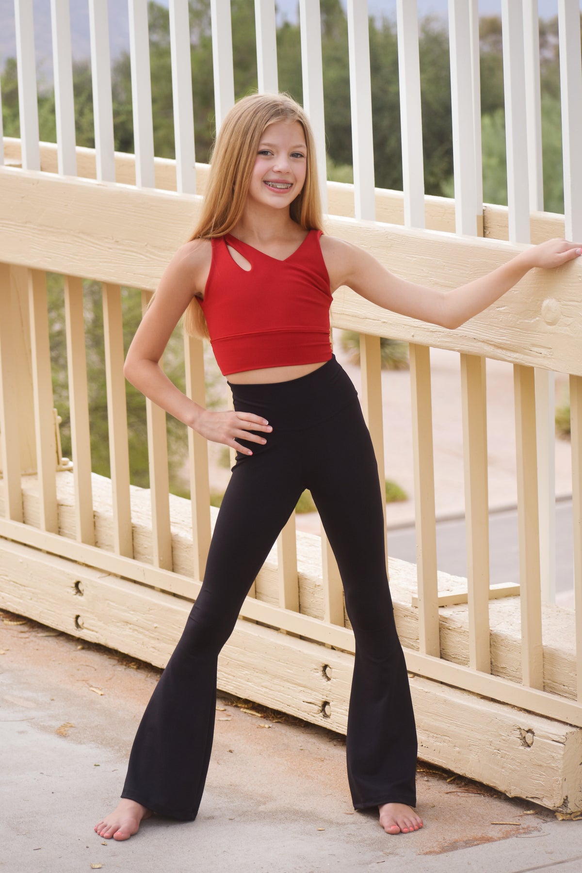 New Balance Girl's Flare leggings in Black